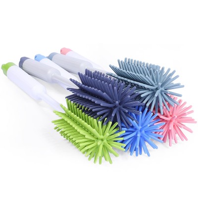 Long Eco Friendly Silicon Water Baby Feeding Bottle Wash Brush Cleaner Washer Cleaning Soft Flexible Bottle Brush