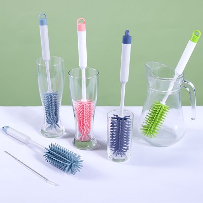 Water Travel Bottle Washer Scrubbing Brush Set,Soft Tip Feeding Eco Silicone Milk Bottle Brush Baby