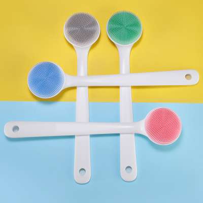 Cheap Body Brushes Set Silicone Shampoo Silica Gel Body Scrub Bath Brush Long Handle