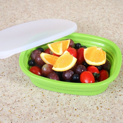 Portable Food Milk Container Foldable Silicone Lunch Box Collapsible Water Bowl